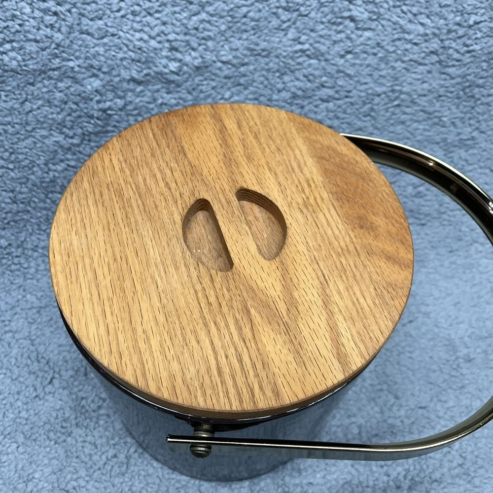Morgan Brigade Ice Bucket Brown Vintage Mid Century Modern MCM Wood Lid‎
